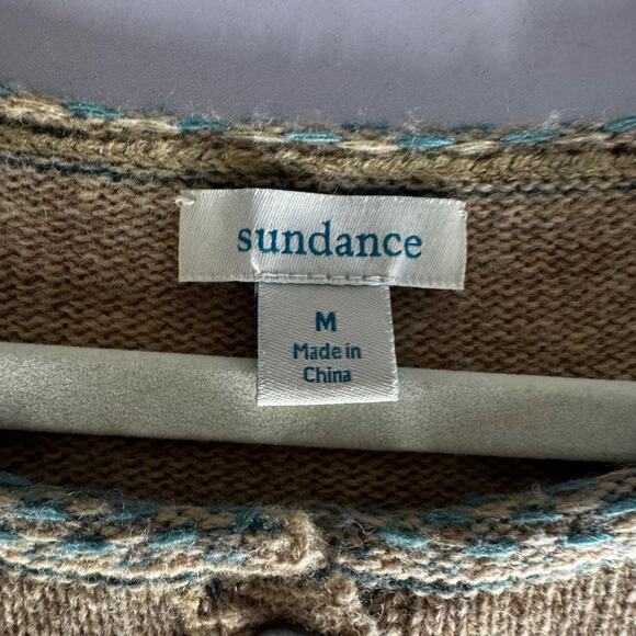 Sundance Tan and Teal Cardigan Sweater - Picture 8 of 10